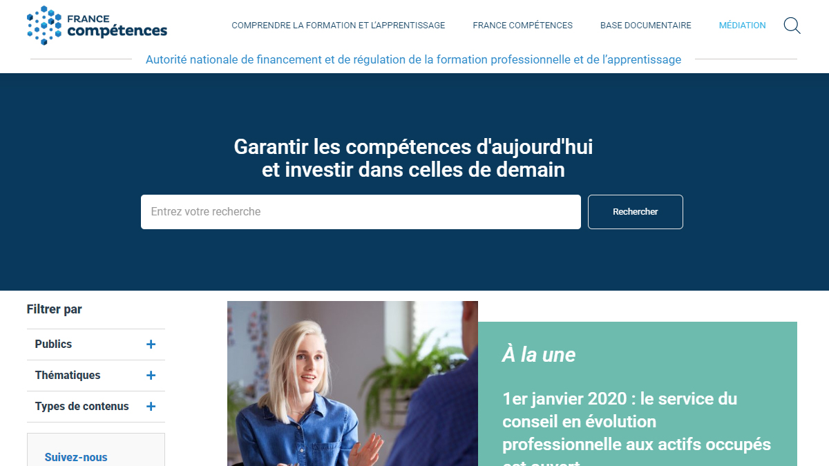 France Compétences - Nouveau site en ligne