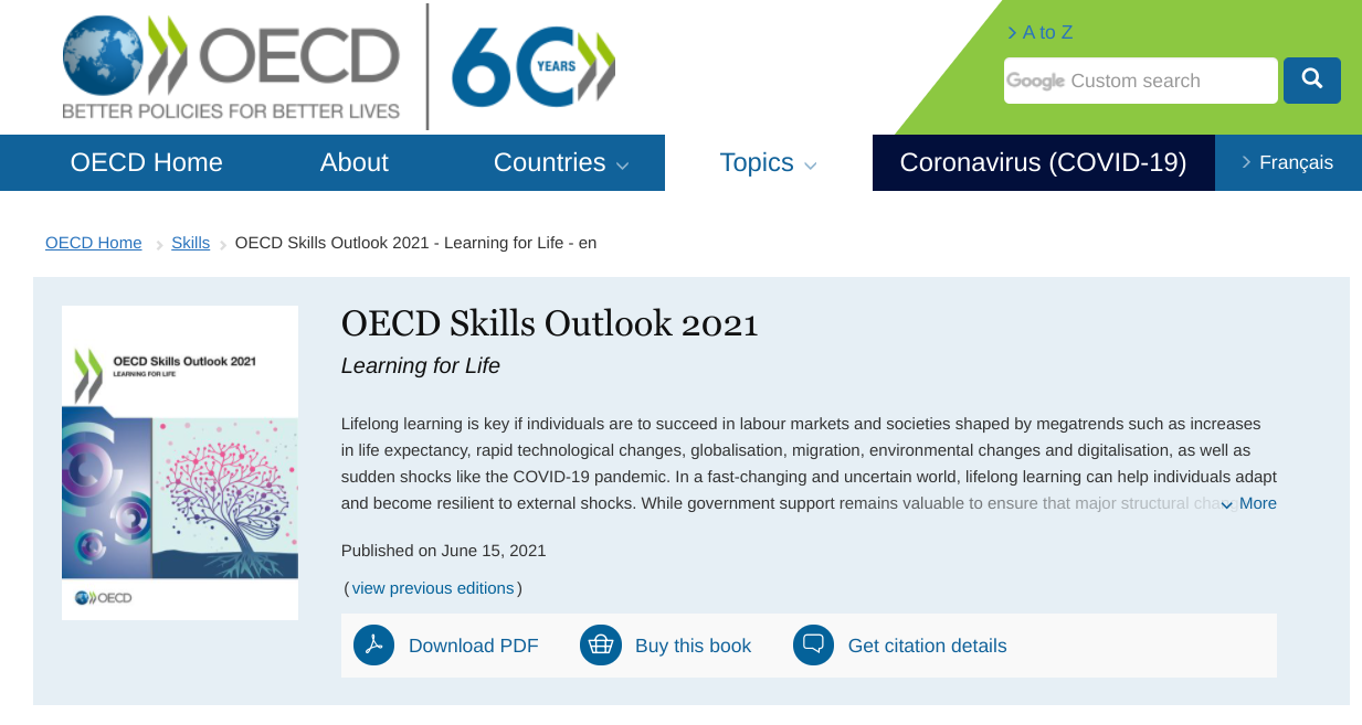 “La pandémie de COVID-19 souligne l’urgence d’investir massivement dans la formation” déclare l’OCDE