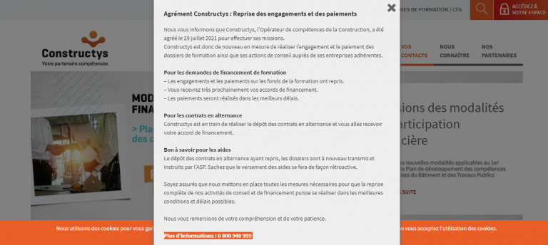 L&rsquo;OPCO Constructys retrouve son agrément