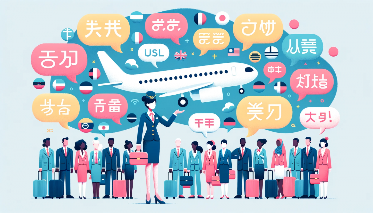 PNC communiquant avec des passagers de differentes nationalites