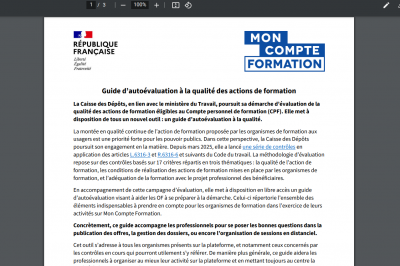 CPF : La qualité des actions de formation à l’épreuve de l’autoévaluation (Guide CDC – Mai 2025)