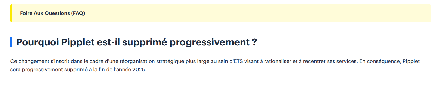 site du support de Pipplet