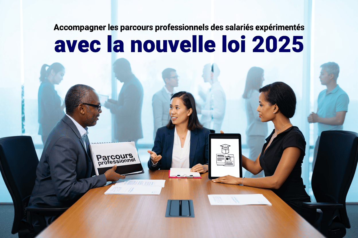 Réunion d’équipe autour du suivi des parcours professionnels avec présentation des nouveaux dispositifs de la loi 2025.