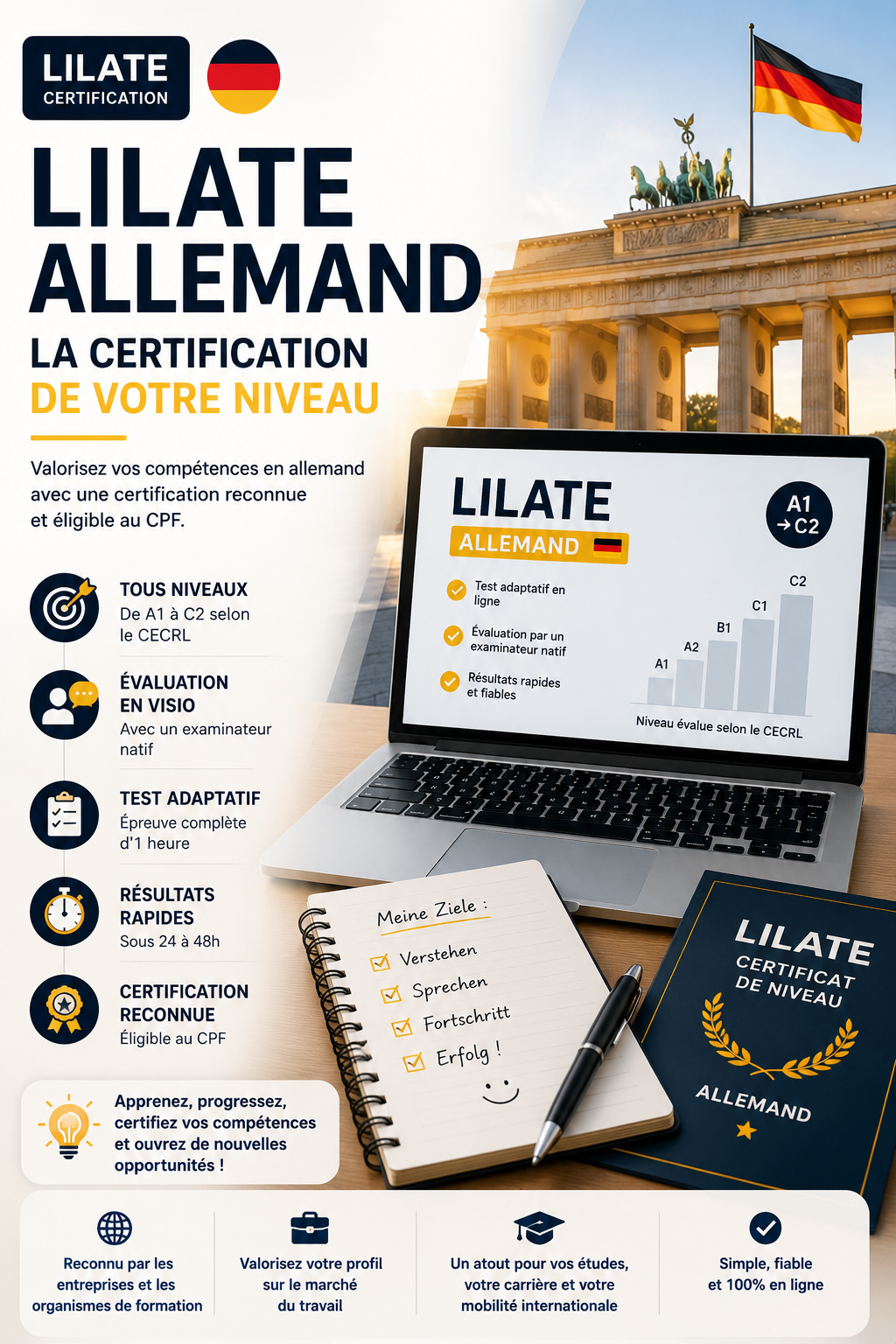 Certification LILATE allemand éligible au CPF
