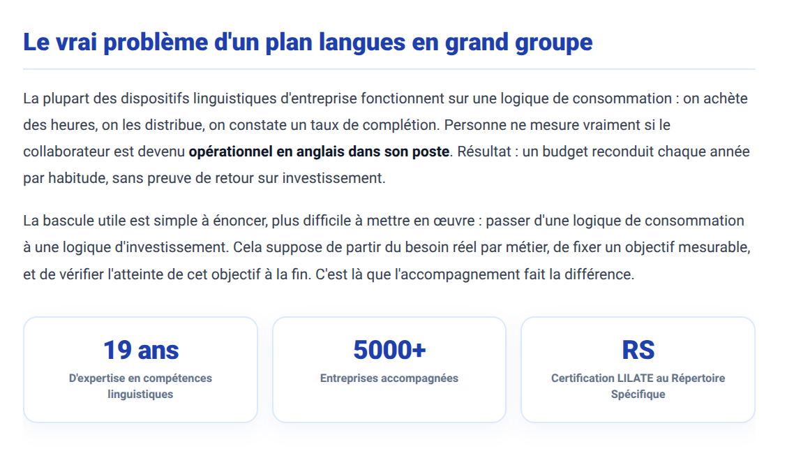 Plan de formation linguistique en entreprise : structurez, pilotez, prouvez l&rsquo;impact